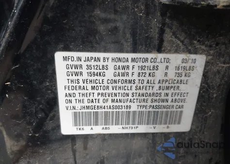 2010 Honda Fit Sport z USA, uszkodzony, nr VIN JHMGE8H41AS003189